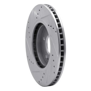 Hyundai Santa Fe Brake Rotor (1) - Front Right - R1 Concepts - Drilled & Slotted - Silver - `01-`06